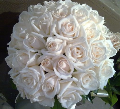 Wedding Bridal Bouquet with Cream Roses