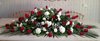 Red and White Casket Flowers