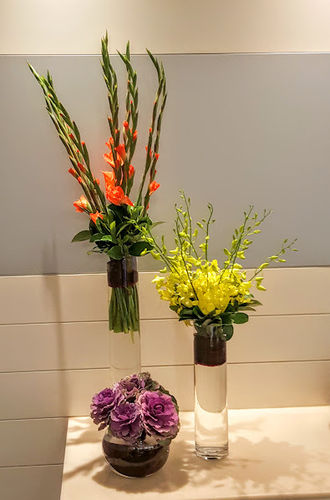 Gladioli, Lily and Kale Reception Flowers