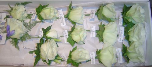 White Rose Buttonholes and Corsages