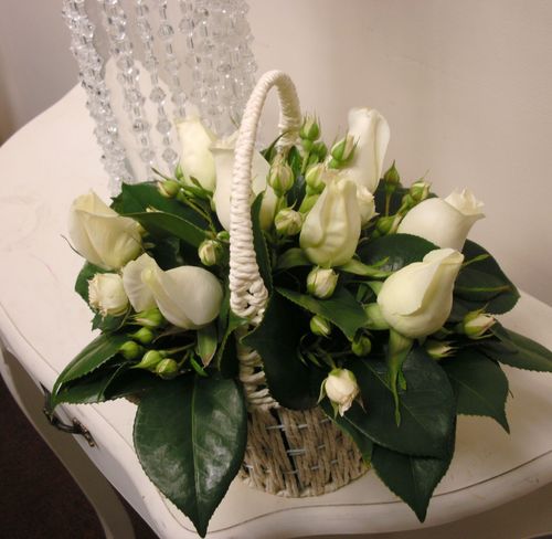 Flowergirl Basket of White Roses