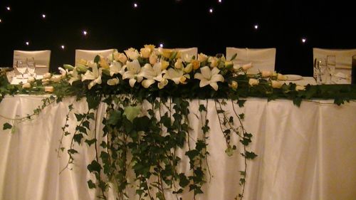 Classy Long and Low Bridal Table Flowers
