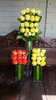 Colourful Columbian Roses in Tall Vases