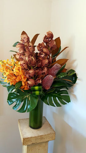 Cymbidium Orchid and Banksia Reception Arrangement